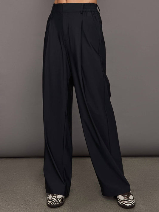 Stretch Woven Tailored Fit Wide Leg Pants