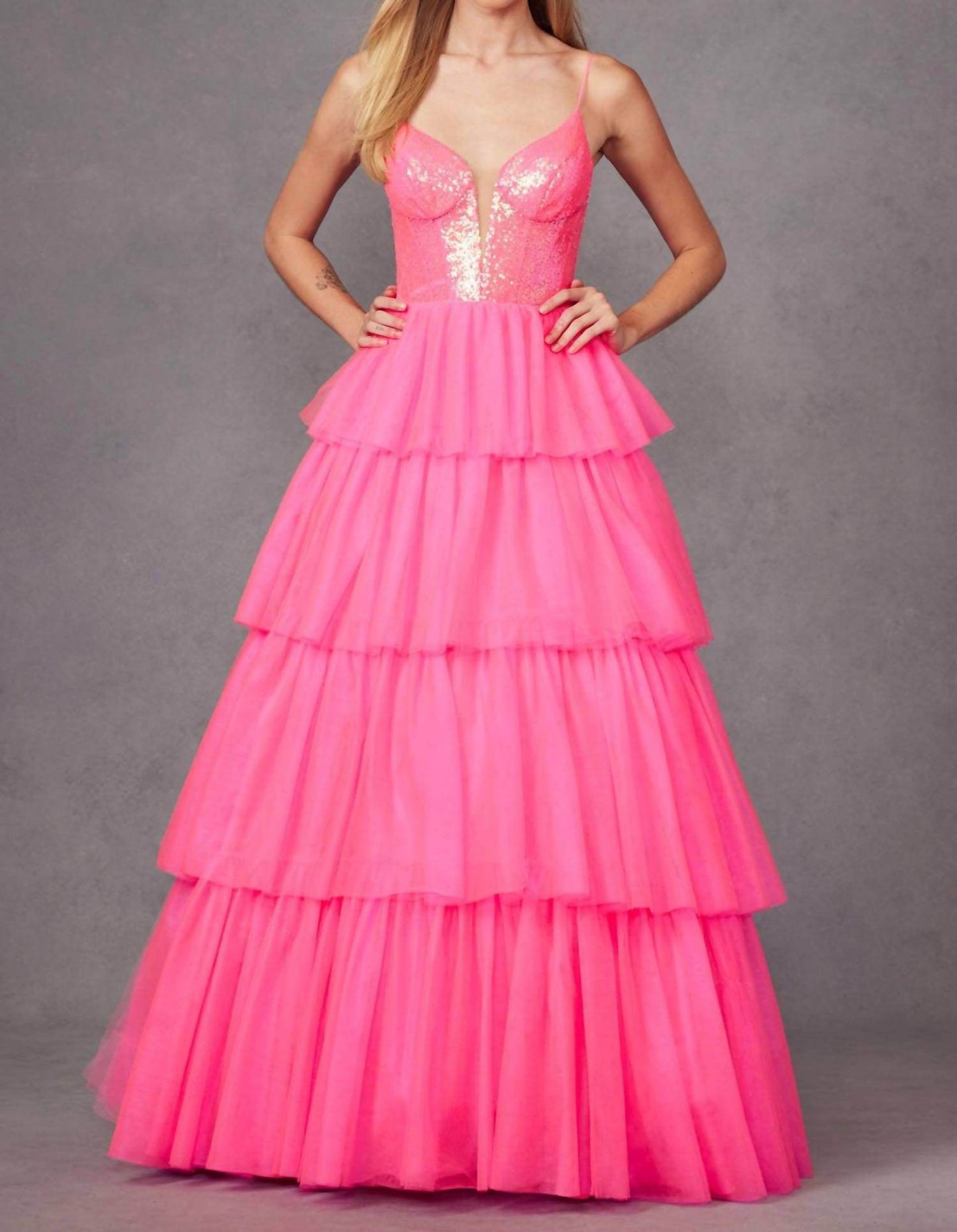 Juliet - Sleeveless A-line Ruffled Prom Dress - Rack Hunt -