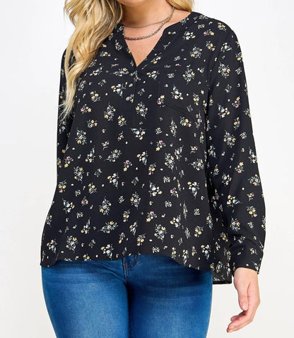 Floral Print Pop-over Blouse