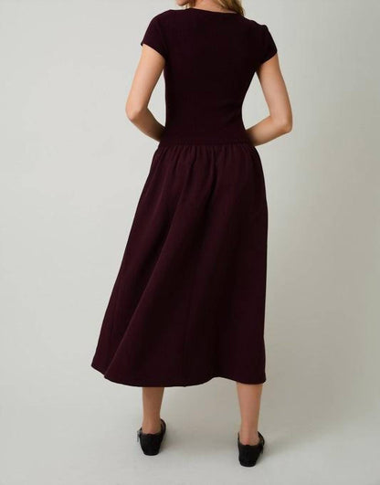 Round Neck Mix Midi Dress