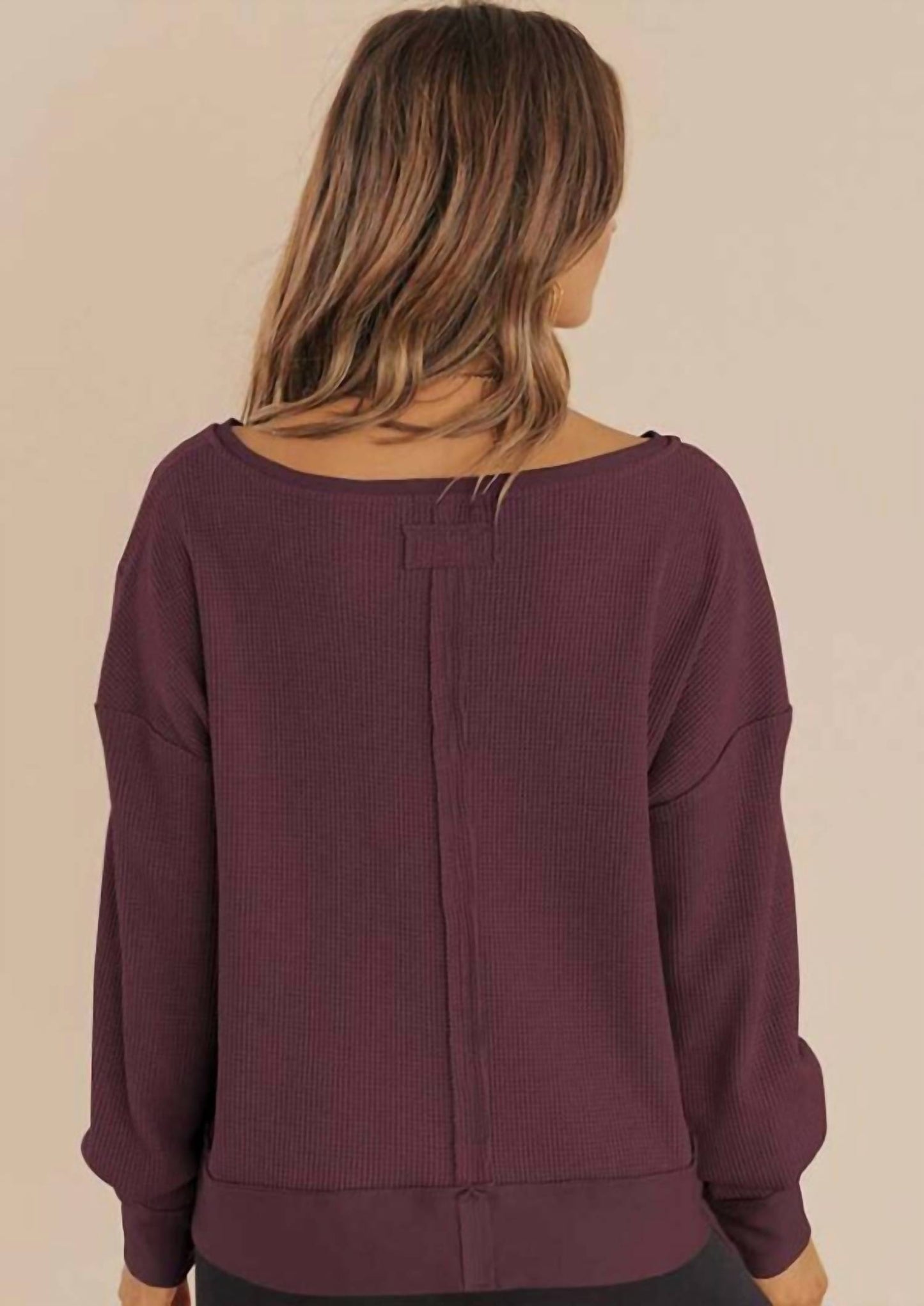 Waffle Knit Long Sleeve Sweatshirt