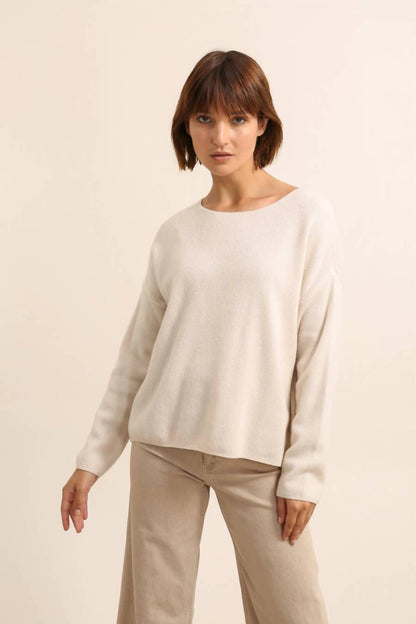 Women's Crew Neck Cashmere And Wool Sweater