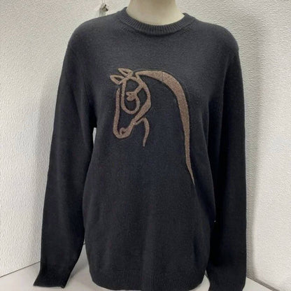 Women's Horse Outline Wool Cashmere Sweater