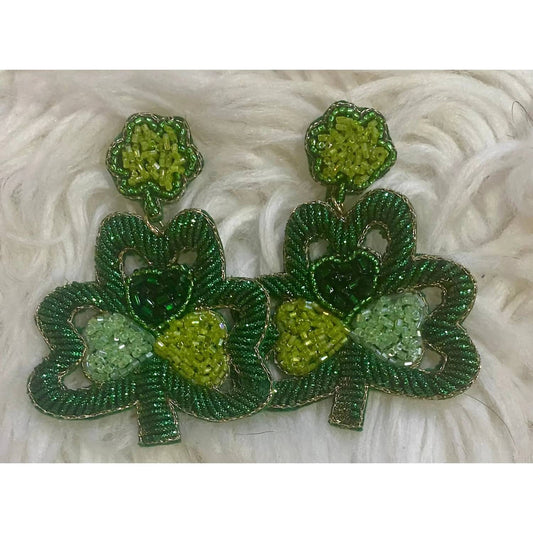 Women's Beaded Cut Out Clover Earrings