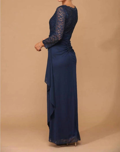 V-neck Long Lace Gown Mother Of The Groom Dress