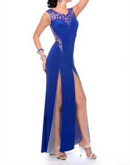 Precious Formals - Sheer-paneled Evening Gown With Walking Slits - Rack Hunt