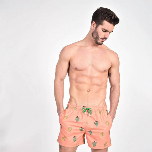 Sombrero Cactus Print Swim Trunks
