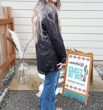 Sequin Button Button Front Top