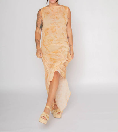 Sheer Crinkled Hanky Hem Dress
