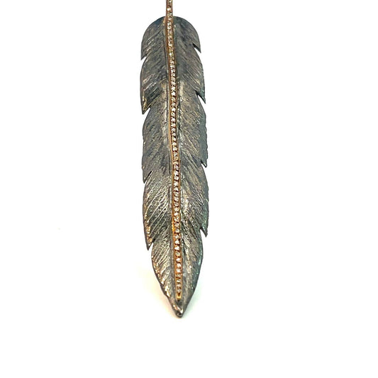 Gasia - Women's Rhodium Feather Necklace - Rack Hunt -