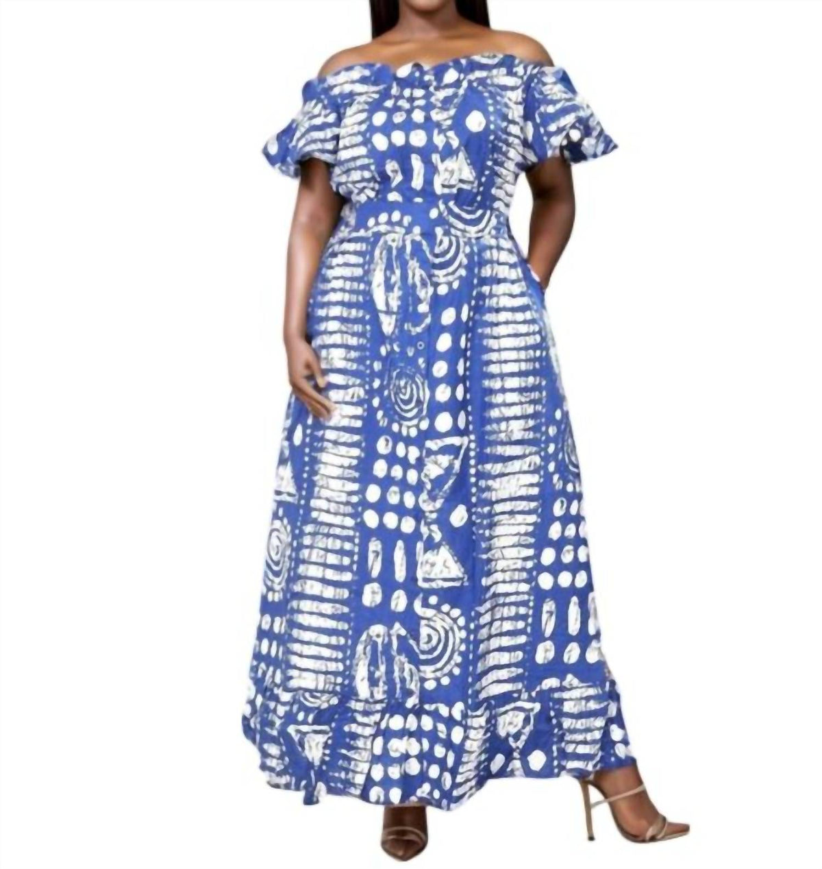 Off-shoulder Printed Maxi Dress