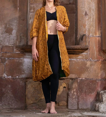 StandAwt - Golden Glow Reversible Saree One Size Kimono - Rack Hunt