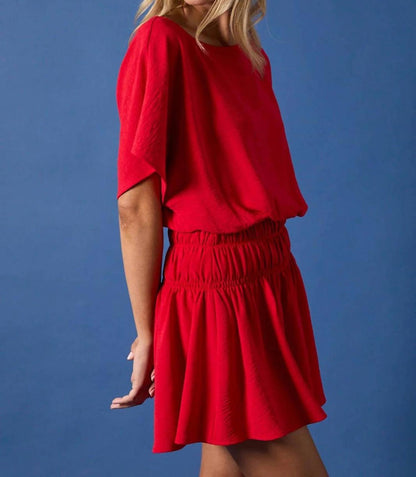 Rosa Boat Neck Cinched Mini Dress