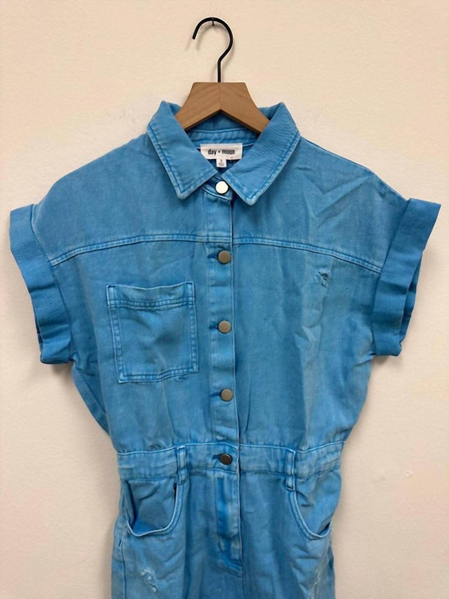 Moda Borboleta - Denim Button-up Romper - Rack Hunt -