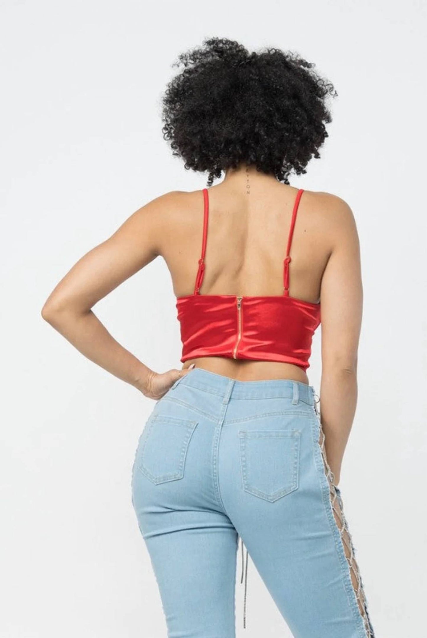 Just Me Satin Corset Crop Top