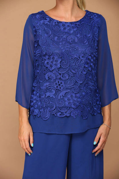 Formal Mother Of The Bride Lace Pant Suit
