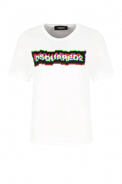 Women's Glitch Logo Print Cotton T-shirt
