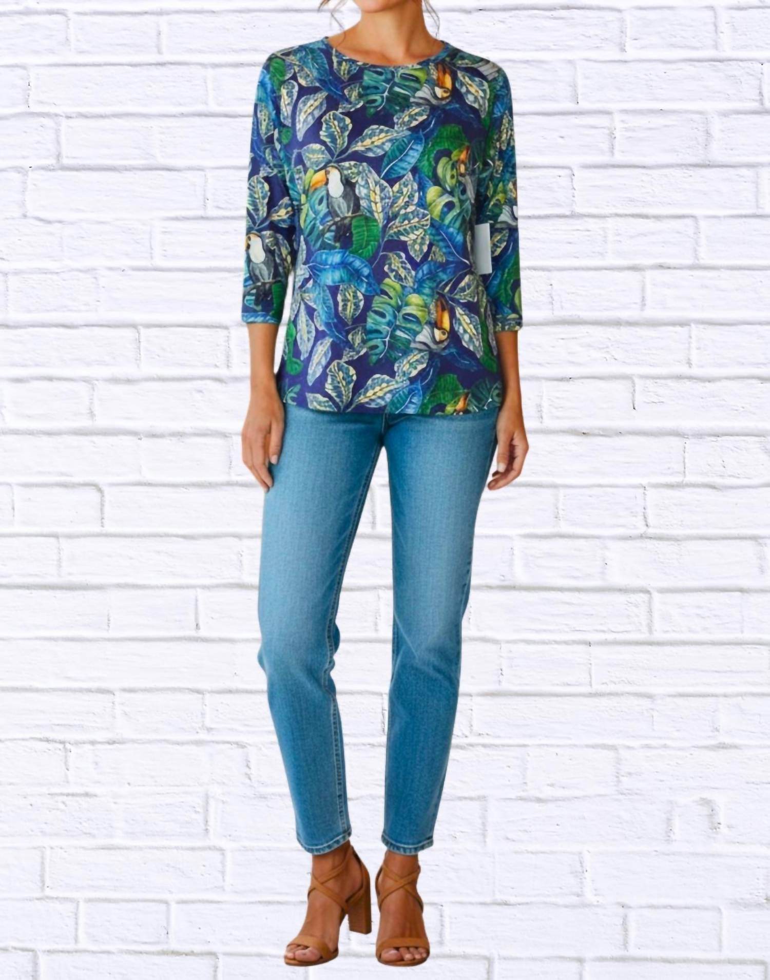 Calypso - Tropical Toucan Print Long Sleeve Top - Rack Hunt -