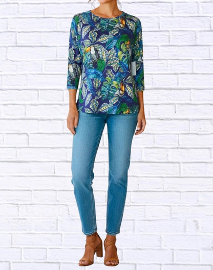 Calypso - Tropical Toucan Print Long Sleeve Top - Rack Hunt