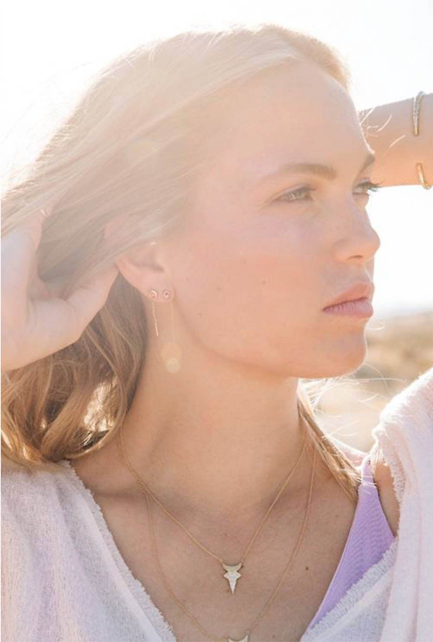 Fie Isolde - Women's Alfa Threader Earring Short With Precious Stone - Rack Hunt -