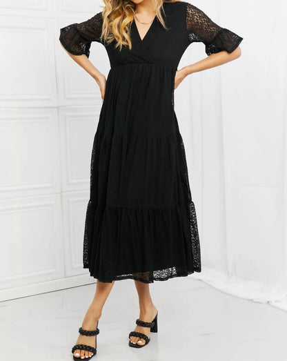 Lovely Lace Tiered Midi Dress