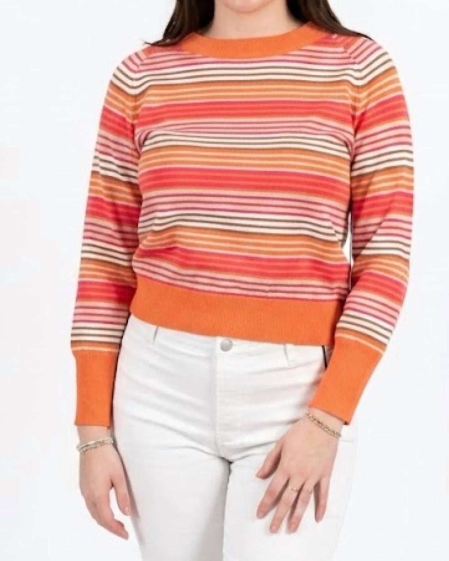 Long Sleeve Raglan 70's Stripe Sweater