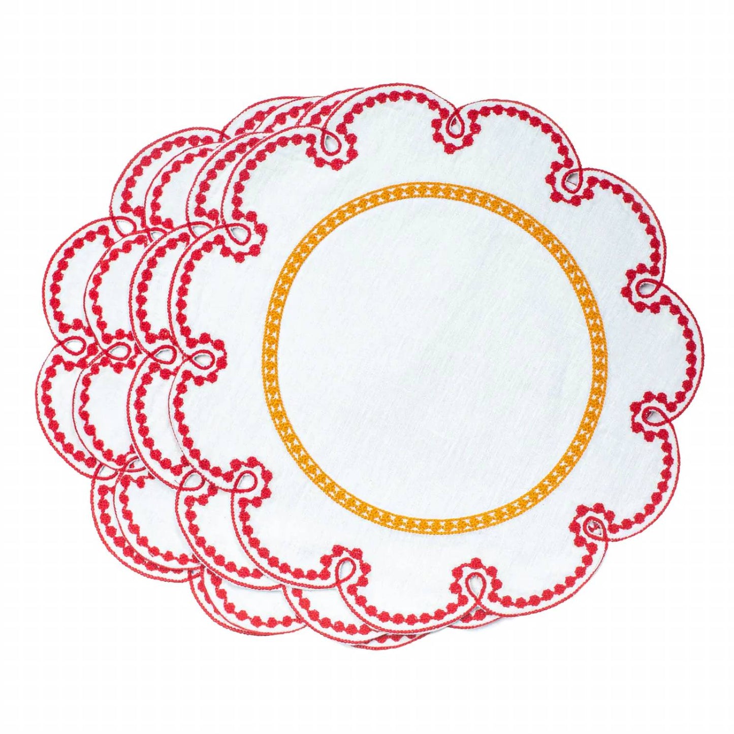 Fete Linen Embroidered Placemats - Set Of 4