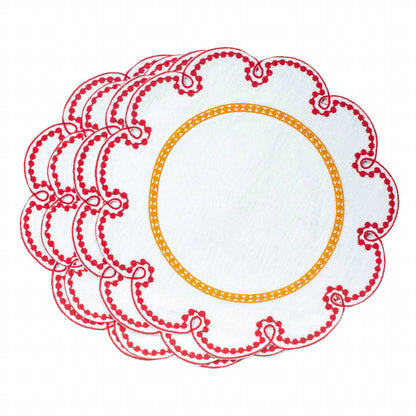Fete Linen Embroidered Placemats - Set Of 4