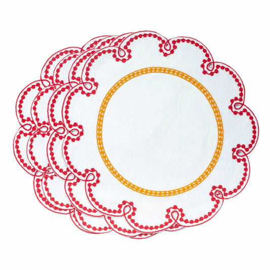Fete Linen Embroidered Placemats - Set Of 4
