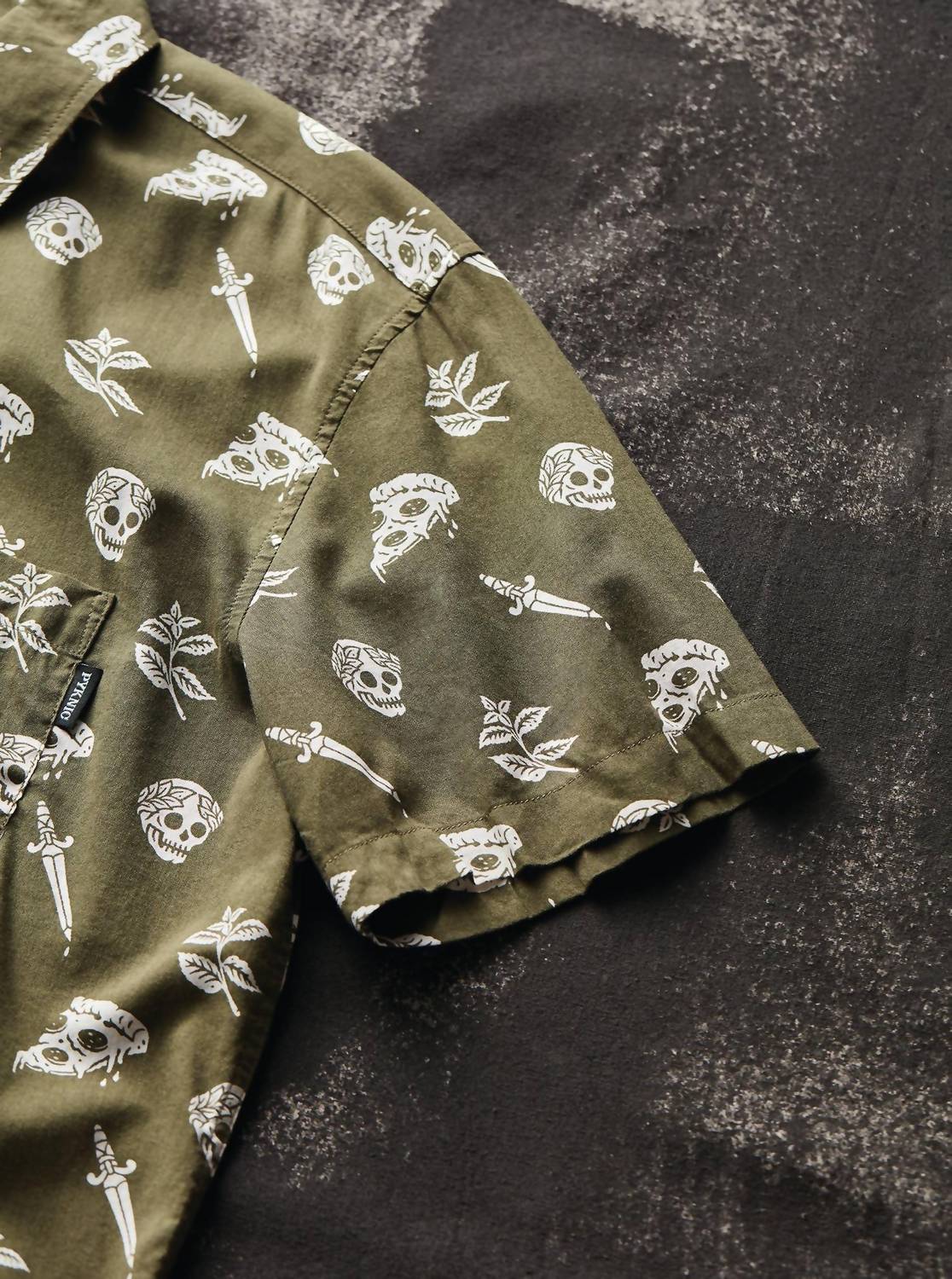 Pizza Slayer Tattoo Flash Casual Button Up Shirt
