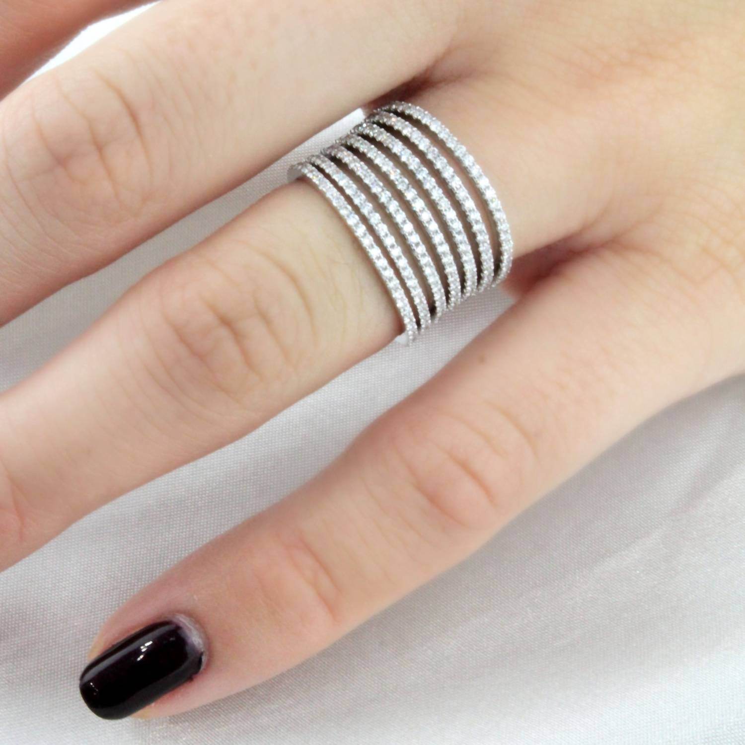 Normani - Women's 7 Row Wide Vertebrae Diamond Ring - Rack Hunt -