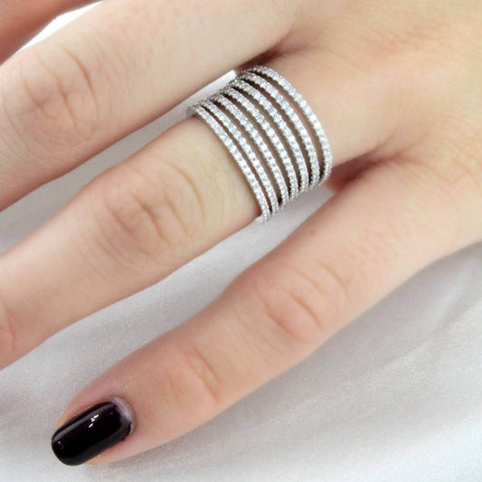 Normani - Women's 7 Row Wide Vertebrae Diamond Ring - Rack Hunt -