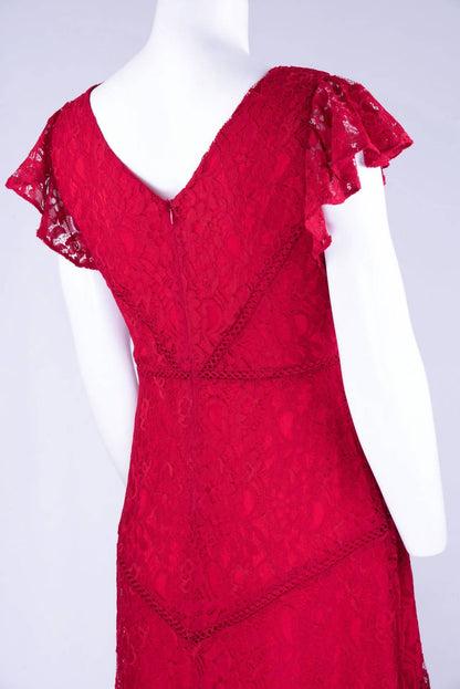 V-neck Lace Midi Dress
