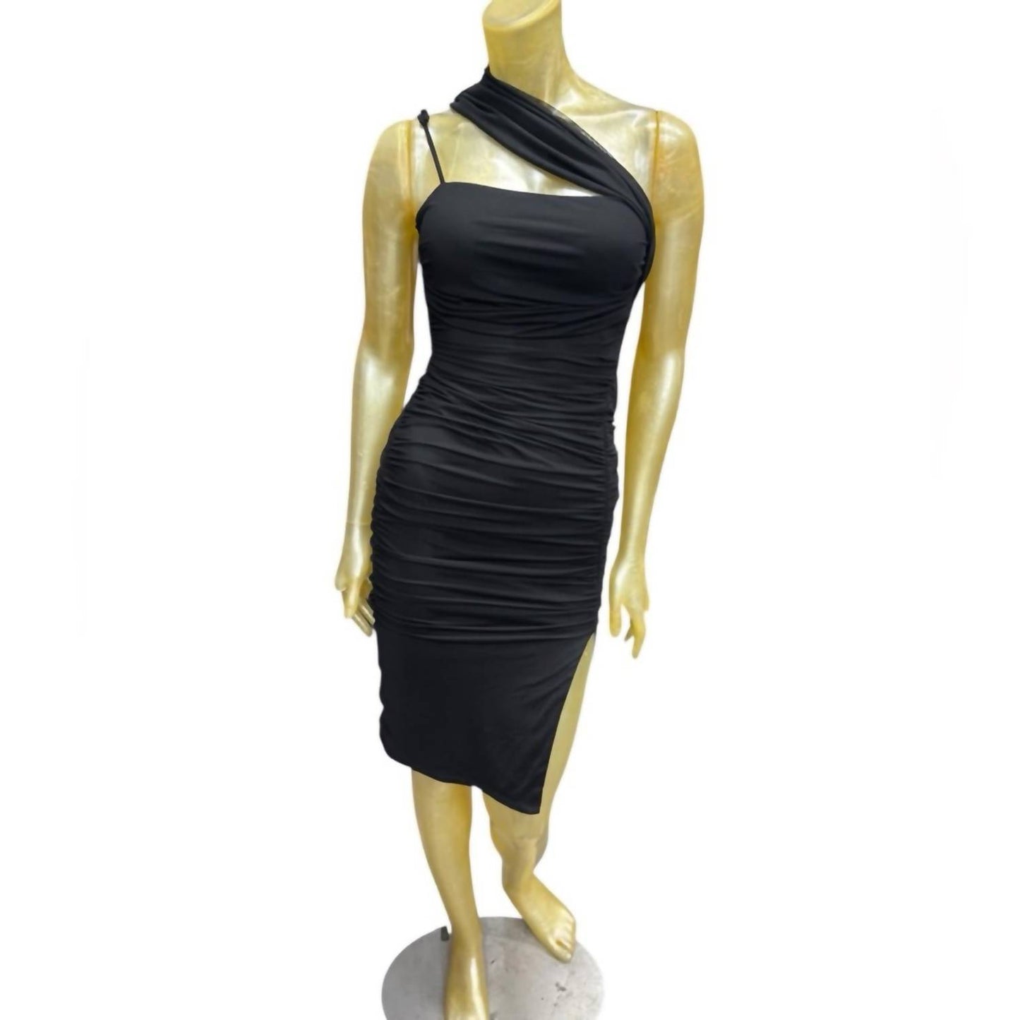 One-shoulder Slit Mini Dress