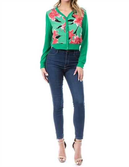 V-neck Floral Cardigan