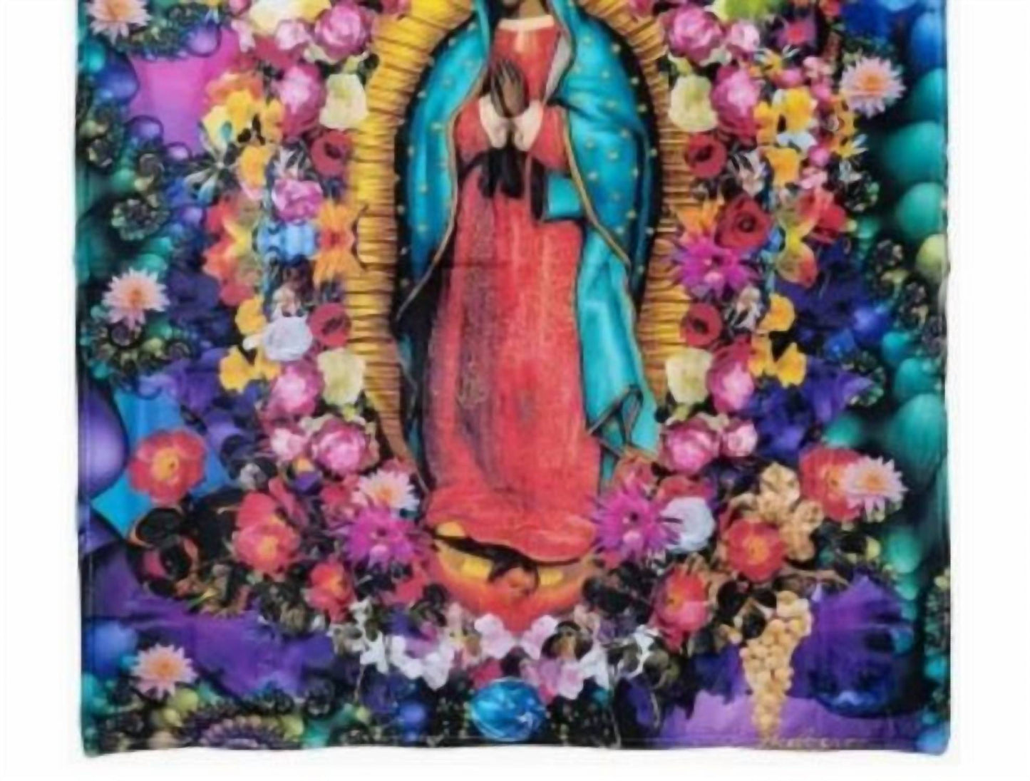Our Lady Of Guadalupe Floral Blanket 59" X 51"