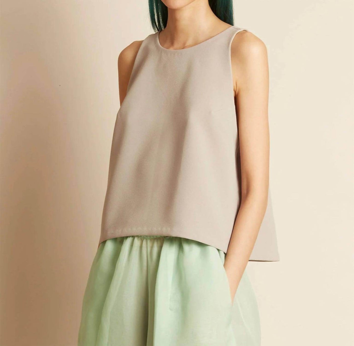Kaarem - Fennel Sleeveless Back V Cropped Top - Rack Hunt -