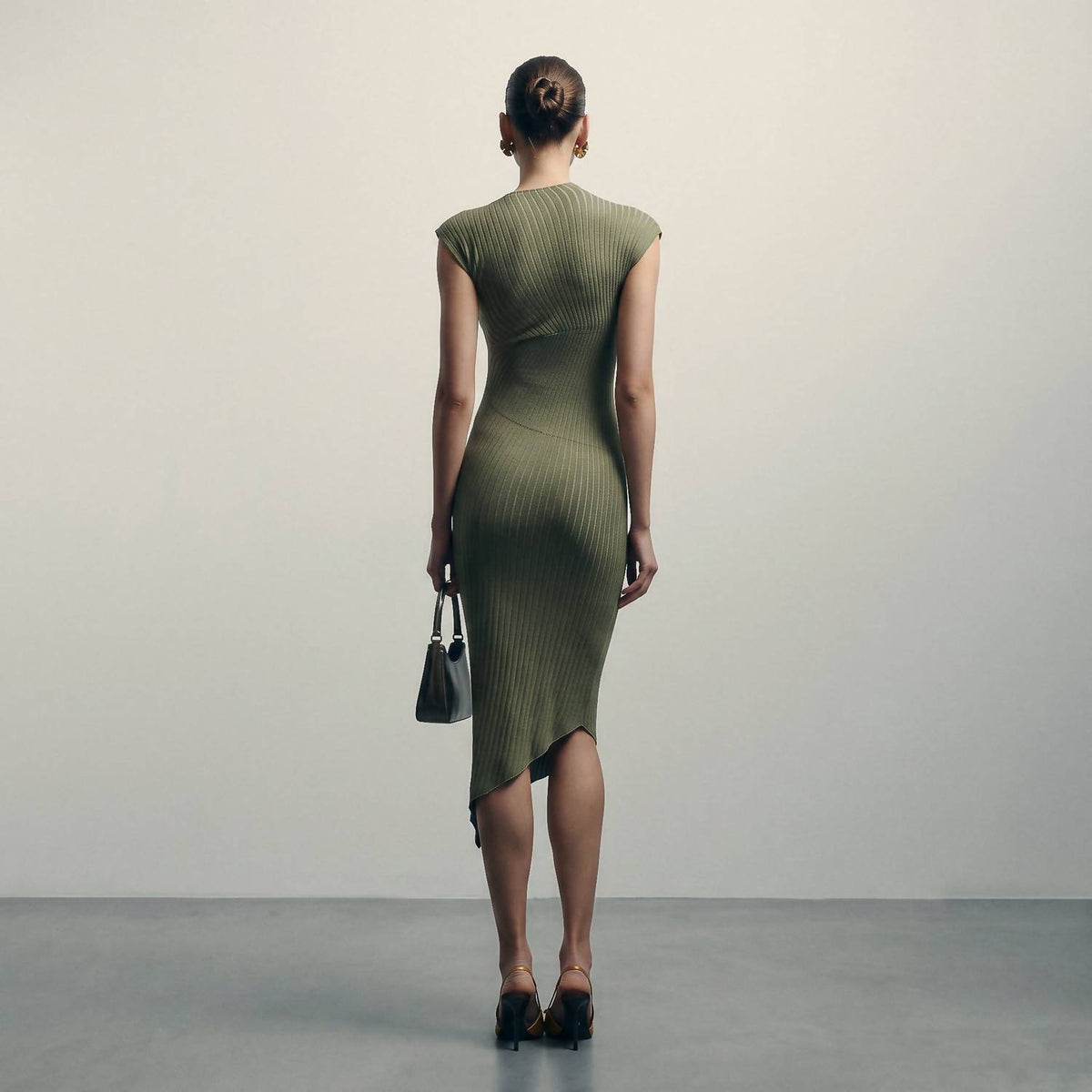 Asymmetric Sweater Midi Dress