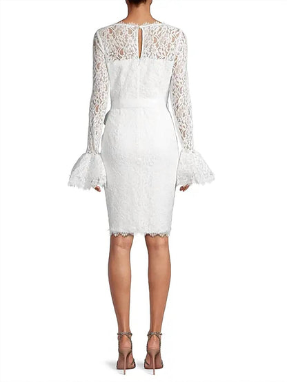 Lace Bell-sleeve Sheath Dress
