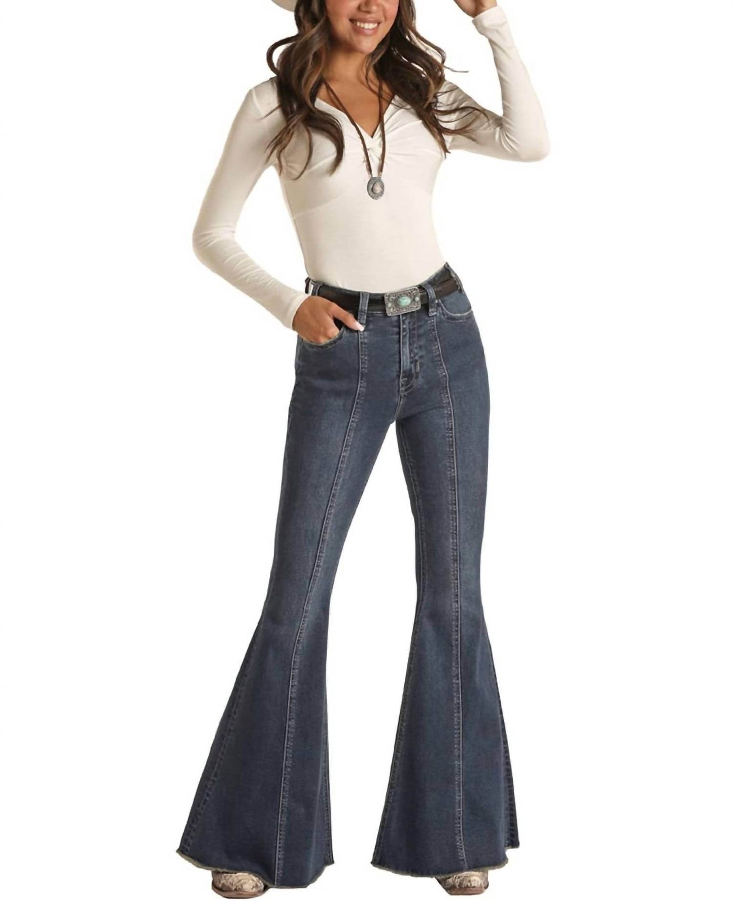 Rock & Roll Cowgirl - Extra Stretch High Bell Bottom Jean - Rack Hunt