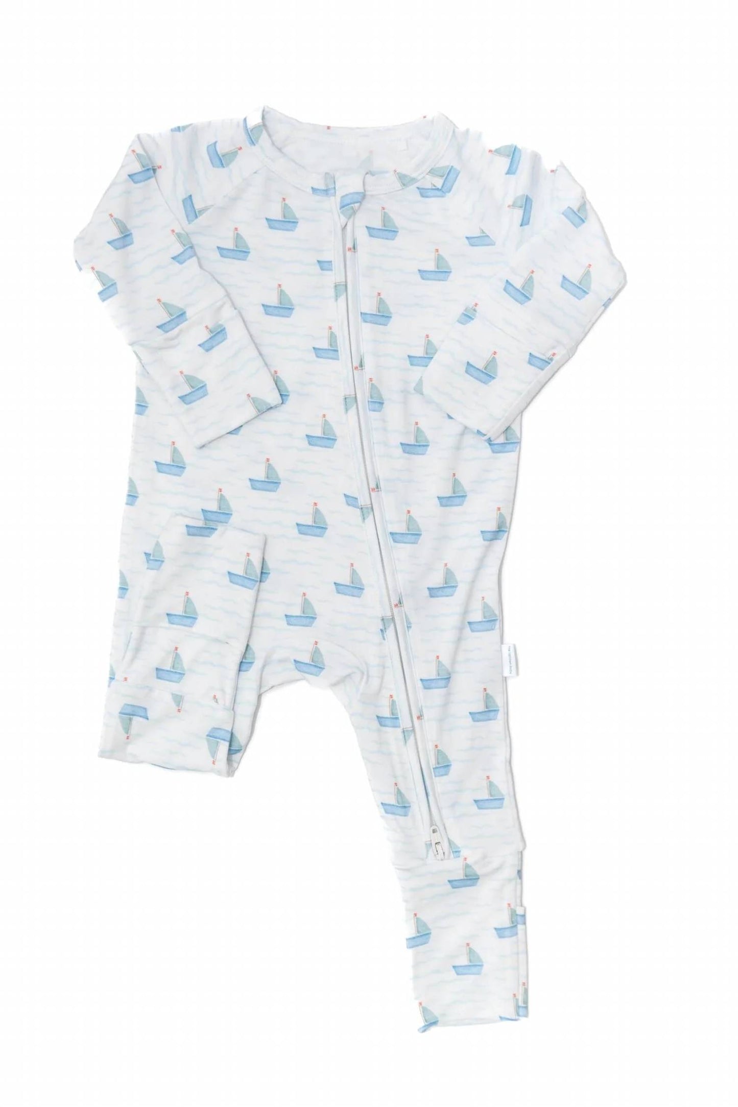 Kids Sail Boats Bamboo Zip Sleep Romper