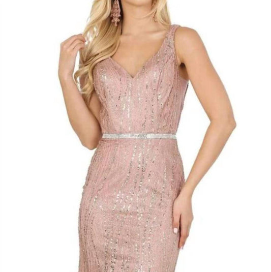 Sleeveless Glitter Motif Mermaid Gown