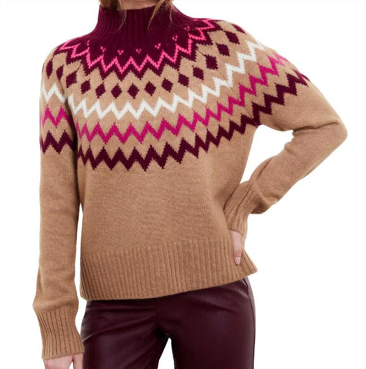 Sara Fairisle Mock Neck Sweater