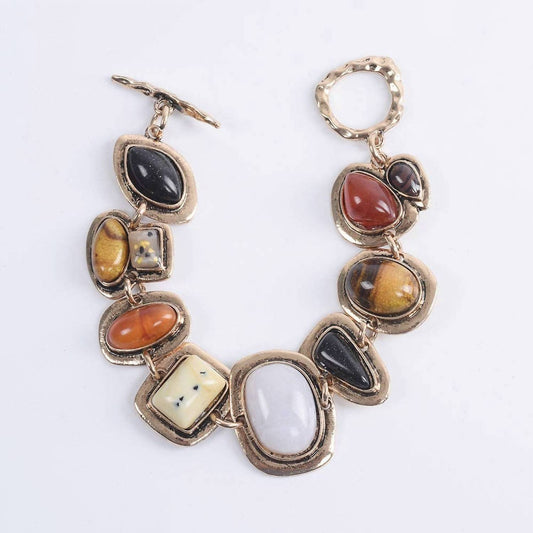 Women's Irregular Stone And Metal Sculptural Bracelet