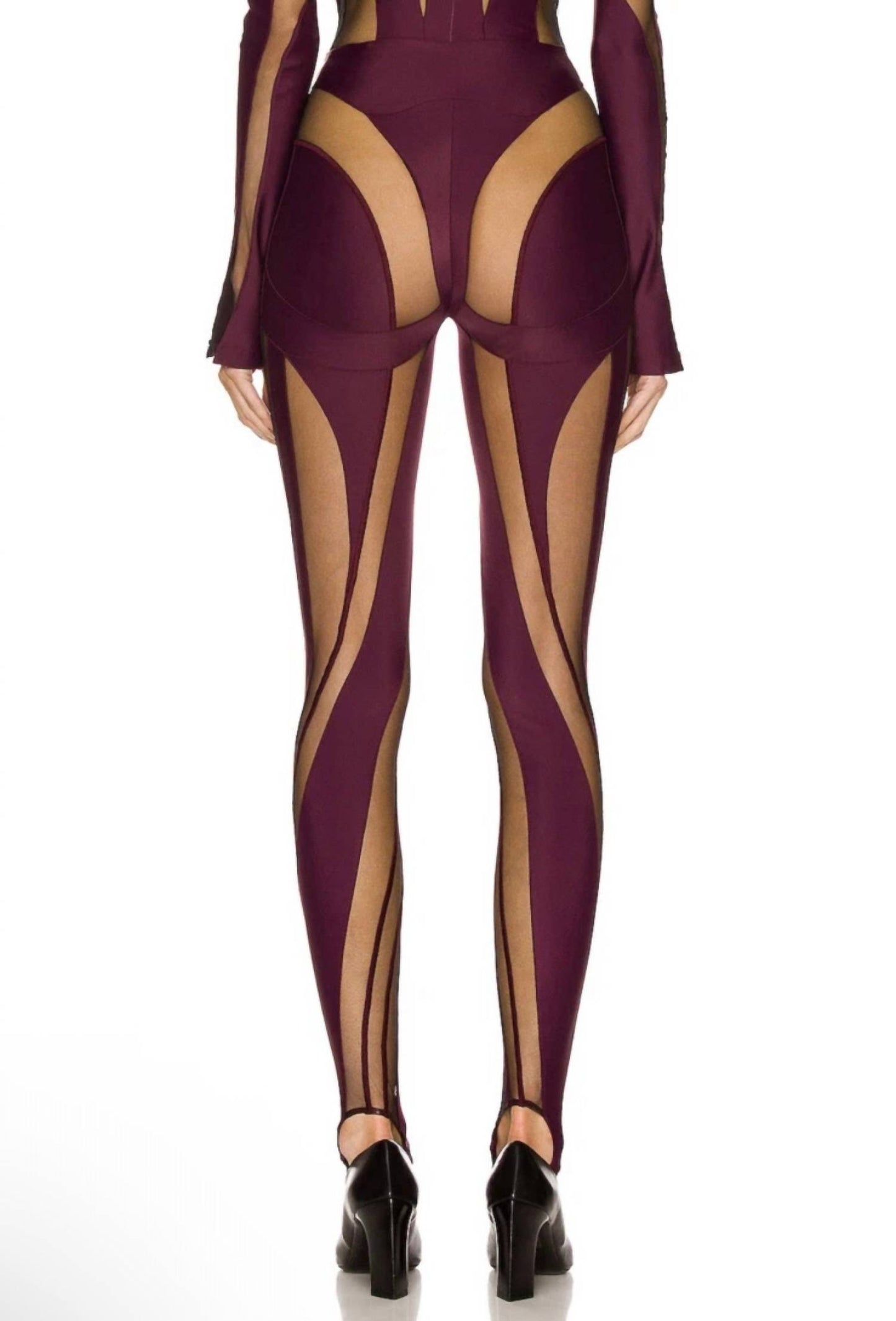 Sheer Spiral Stirrup Leggings