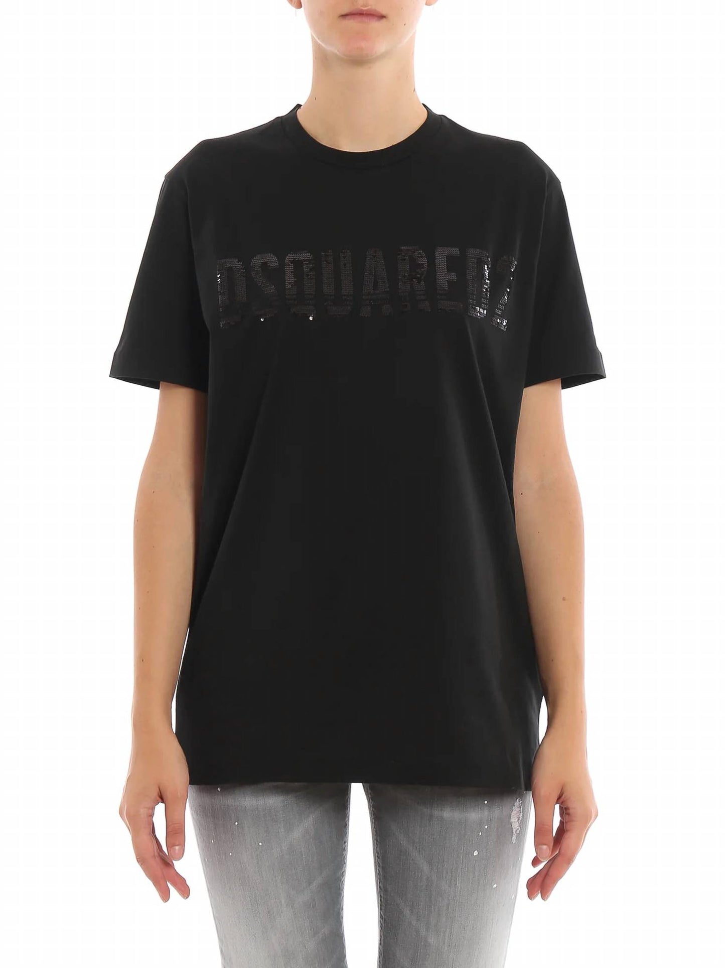 Women's Sequined Logo Detailed Cotton T-shirt