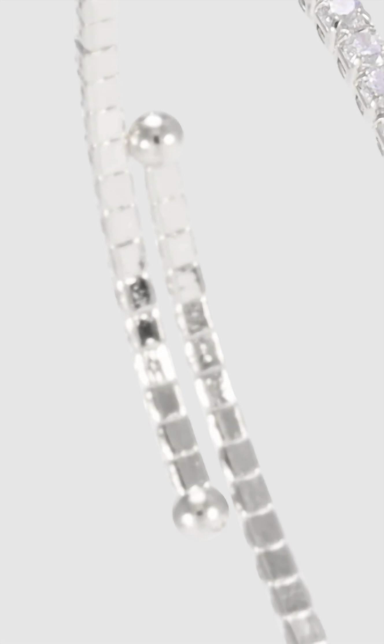 Women's Triple Heart Charm Spiral Bangle Bracelet