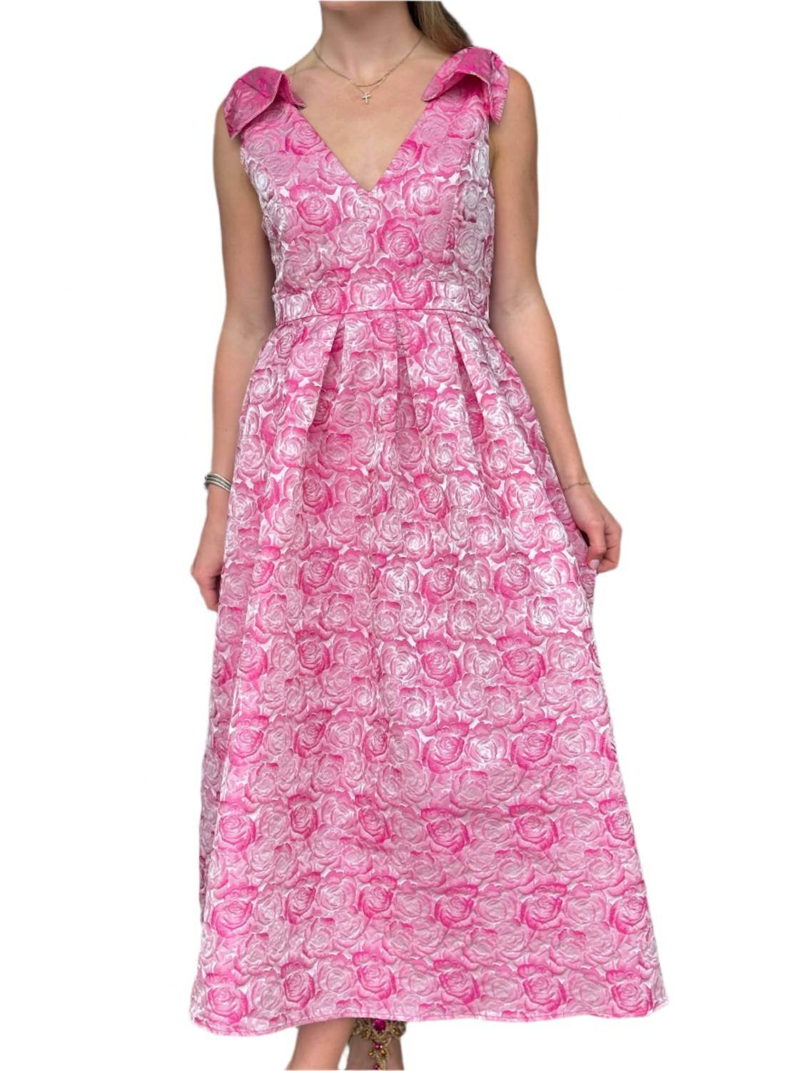 The Blue Collection - Women's Rosette Jacquard Tea Length Gown - Rack Hunt