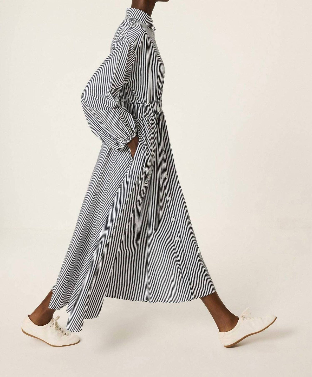 Striped Poplin Maxi Dress