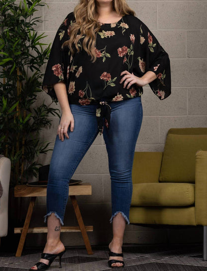 Silhouette Floral Print Self-tie